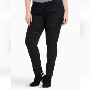 NWT Black‎ Plaid Skinny Jeans High Rise Stretch Workwear Office Chic Size 22R